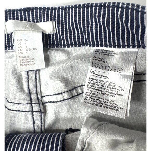 H&M Womens Blue & White Striped Denim Shorts Cotton Blend Size 4 - Picture 2 of 3